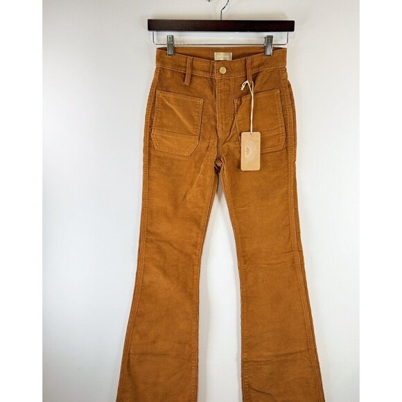 NWT Porter Blue Jeans Mustard The Wanderer Corduroy Flare Bell Bottom Retro 24 - Picture 4 of 10